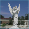 Tamanho grande estátua do mármore branco Virgem Maria segurando bebê